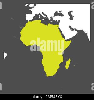 Afrique continent vert marqué en blanc silhouette de la carte du monde. Illustration simple à vecteur plat. Illustration de Vecteur