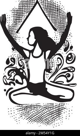 Silhouette de fille de yoga, illustration conceptuelle du logo de studio. Pictogramme yoga et SPA Illustration de Vecteur