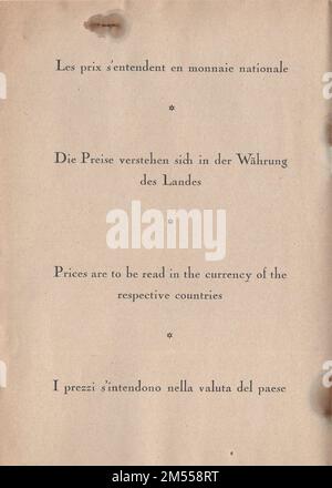 Hotel Guide of the International Hotelman's Association Köln / Cologne 1937 / Hotelführer des Internationalen Hotelbesitzer - Vereins Cologne / pour nos clients / für unsere Gäste . / Guide des Hôtels de l'Union internationale Hoteliére / Guide degli Alberghi dell'Unione Internazionale Alberghiera / Colognia / pour nos Hotes / per i nostri OSPITI / Brochure Vintage Tarifs / les prix sont à lire dans la monnaie des pays respectifs / I prezzi s intendono nella valuta del paese / Die Preise verstehen sich in der Währung des Landes / les prix s entendent en monnaie nationale : Banque D'Images