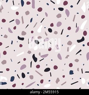 Motif sans couture en terrazzo.Texture mosaïque de sol.Sol vectoriel en pierres naturelles, granit, marbre, quartz Illustration de Vecteur