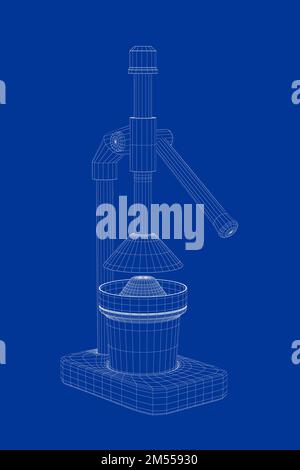 Presse-agrumes à cadre métallique 3D Banque D'Images