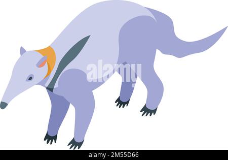 Vecteur isométrique avec icône représentant une anteater blanche. Bébé géant. Animal de forêt Illustration de Vecteur