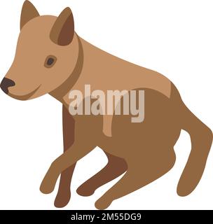 Vecteur isométrique de l'icône de chien sauvage de bébé. Mammifère animal. Safari Predator Illustration de Vecteur