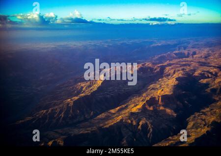 Éthiopie, 1970s, Haut plateau, vue aérienne des hauts plateaux, montagnes, Région d'Amhara, Afrique de l'est, Banque D'Images