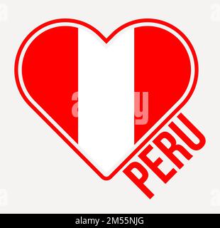 Badge de drapeau du cœur du Pérou. Fabriqué avec le logo Love from Peru. Drapeau de la forme du coeur du pays. Illustration vectorielle. Illustration de Vecteur