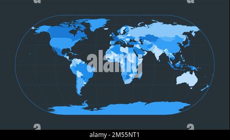 Carte du monde. Projection Eckert III. Illustration futuriste pour votre infographie. Belle palette de couleurs bleues. Illustration vectorielle attrayante. Illustration de Vecteur