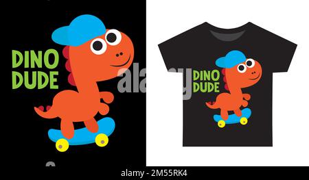 Motif dessin animé Dino dude pour t-shirt enfant Illustration de Vecteur