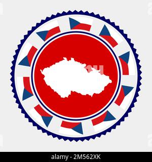 Timbre plat de la République tchèque. Logo rond avec carte et drapeau de la République tchèque. Illustration vectorielle. Illustration de Vecteur