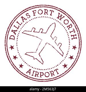 Timbre de l'aéroport de Dallas fort Worth. Logo rond de l'aéroport de Dallas-fort Worth. Illustration vectorielle. Illustration de Vecteur