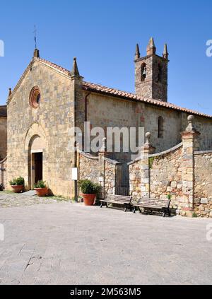 Église Santa Maria Assunta, Monteriggioni, Tuscana, Italie Banque D'Images