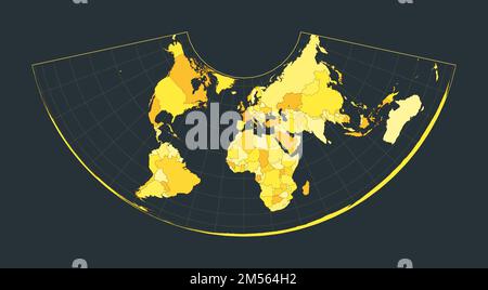 Carte du monde. Projection de surface égale conique Albers. Illustration futuriste pour votre infographie. Couleurs de campagne jaune vif. Style vectoriel illust Illustration de Vecteur