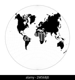 EPS10 carte du monde vectoriel. Projection Van der Grinten II. Plan de la carte géographique mondiale avec des lignes de graticlue. Illustration vectorielle. Illustration de Vecteur