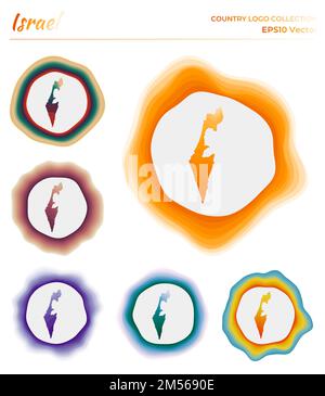 Collection logo Israël. Badge coloré du pays. Des couches autour de la frontière israélienne. Illustration vectorielle. Illustration de Vecteur