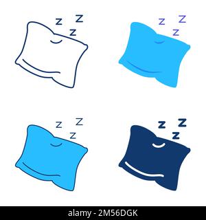 Icône de sommeil définie dans un style plat et ligne. Symbole d'oreiller. Illustration vectorielle Illustration de Vecteur