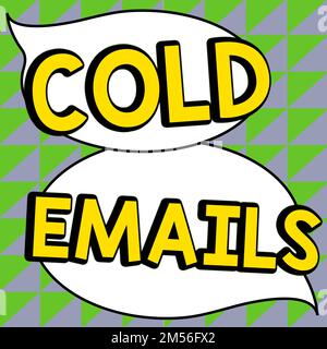 Légende de texte présentant des e-mails froids. Présentation de l'entreprise e-mail non sollicité envoyé à un destinataire sans contact préalable Banque D'Images
