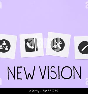 Écriture affichage de texte Nouvelle vision. Concept signifiant voir certains développements futurs pleins d'espoir sur l'avenir Banque D'Images
