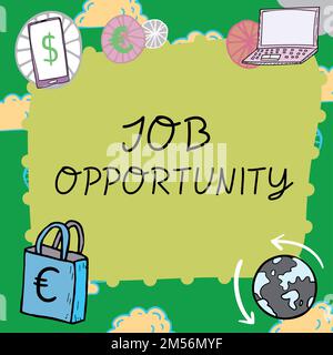 Rédaction affichant le texte opportunité d'emploi. Aperçu de l'entreprise une possibilité d'emploi ou la chance d'obtenir un emploi Banque D'Images