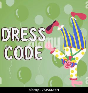 Affiche de texte indiquant le code vestimentaire. Présentation d'affaires une façon acceptée de s'habiller pour une occasion ou un groupe particulier Banque D'Images