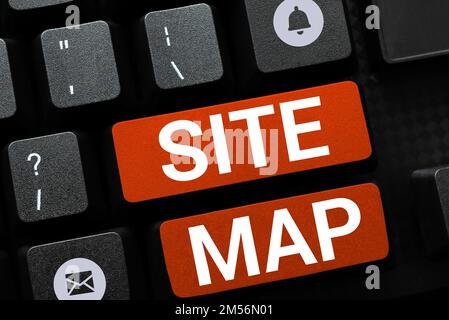 Affiche affichant le plan du site. Concept d'entreprise conçu pour aider les utilisateurs et les moteurs de recherche à naviguer sur le site Banque D'Images