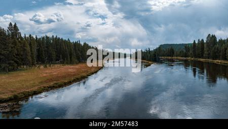 Vue panoramique aérienne du parc national de Yellowstone, États-Unis Banque D'Images