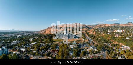 Vue panoramique aérienne sur les gratte-ciel de Salt Lake City dans l'Utah Banque D'Images
