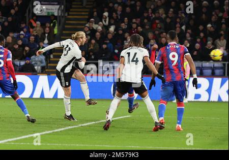 Londres ANGLETERRE - 26 décembre: Tim Ream de Fulham a marqué pendant le match de football de la première ligue anglaise entre Crystal Palace et Fulham à Selhurst Pa Banque D'Images