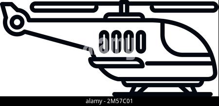 Vecteur de contour de l'icône d'hélicoptère de secours. Transport aérien. Militaire de mer Illustration de Vecteur