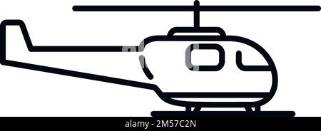 Vecteur de contour de l'icône d'hélicoptère de sauvetage en mer. Transport aérien. Aviation côtière Illustration de Vecteur