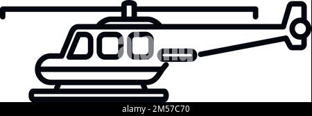 Vecteur de contour de l'icône d'hélicoptère de sauvetage côtière. Garde de mer. Sécurité aérienne Illustration de Vecteur