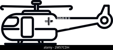 Vecteur de contour d'icône d'hélicoptère de sauvetage médical. Transport aérien. Protection d'antenne Illustration de Vecteur