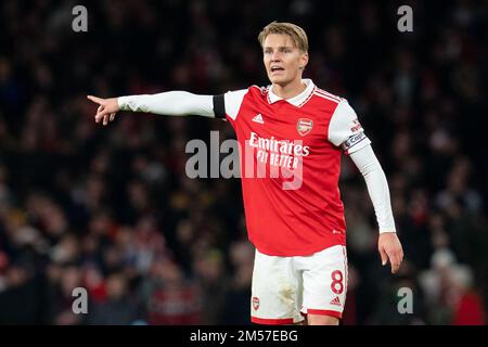 Londres, Royaume-Uni. 26th décembre 2022. Martin Odegaard #8 d'Arsenal lors du match de Premier League Arsenal contre West Ham United au stade Emirates, Londres, Royaume-Uni, 26th décembre 2022 (photo de Richard Washbrooke/News Images) à Londres, Royaume-Uni le 12/26/2022. (Photo de Richard Washbrooke/News Images/Sipa USA) crédit: SIPA USA/Alay Live News Banque D'Images