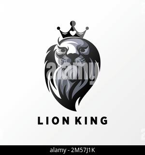 Simple et unique tête lion roi ou en utilisant l'image de couronne graphique icône logo design abstrait concept vecteur stock. symbole relatif à l'animal ou au caractère. Illustration de Vecteur