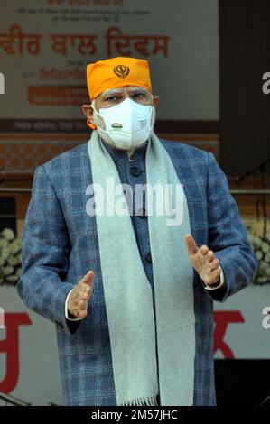 New Delhi, Delhi, Inde. 26th décembre 2022. Le Premier ministre Narendra Modi, à l'occasion de la commémoration de Veer Bal Diwas, est célébré pour la première fois pour le sacrifice consenti pour la protection de la religion. (Image de crédit : © Ravi Batra/ZUMA Press Wire) Banque D'Images