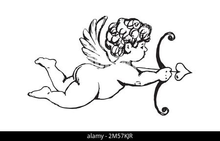 Cupidon avec arc et flèche, ange isolé 16544956 Art vectoriel chez