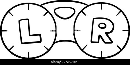 Icône de conteneur de lentilles de contact dessinées à la main. Boîtier de lentilles de contact Doodle. Optométrie objet doodle. Illustration vectorielle isolée sur fond blanc Illustration de Vecteur