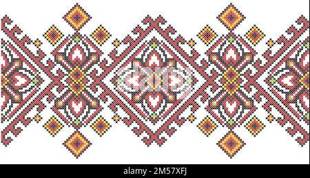 Motif géométrique de broderie à point de croix de style ukrainien. Illustration vectorielle. Illustration de Vecteur