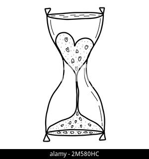 Sablier dessiné à la main avec coeurs pour les amoureux. Éléments de conception pour la Saint-Valentin. Vecteur Illustration de Vecteur