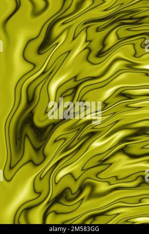 Illustration d'un dégradé vert olive brillant écoulement 3D texture liquide pour un arrière-plan abstrait Banque D'Images