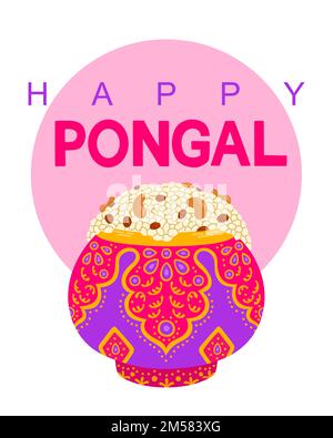 Joyeux festival religieux de Pongal de l'Inde du Sud de célébration fond. Vecteur Illustration de Vecteur