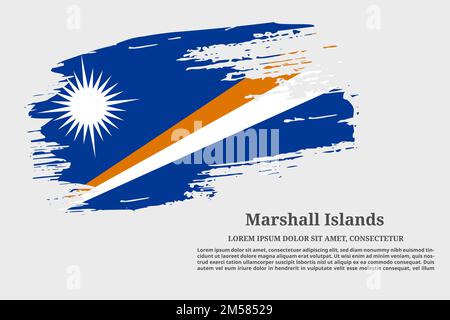 Pinceau et affiche de texte drapeau des Îles Marshall, vecteur Illustration de Vecteur