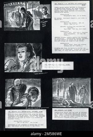 Storyboard Graphisme et comparaisons de scripts pour SARABAND POUR LES AMOUREUX MORTS 1948 réalisateur BASIL DEARDEN roman Helen Simpson scénario John Dighton et Alexander Mackendrick musique Alan Rawsthorne producteur associé / design de production Michael Relph costumes Anthony Mendleson producteur Michael Balcon Ealing Studios / J. Arthur Rank Organisation Banque D'Images