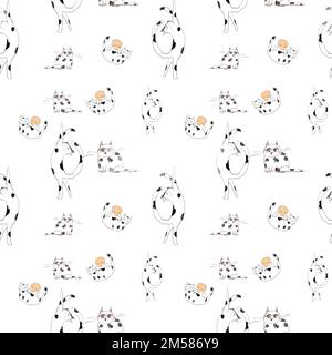 Motif peau de chat mignon sans coutures aquarelle Banque D'Images