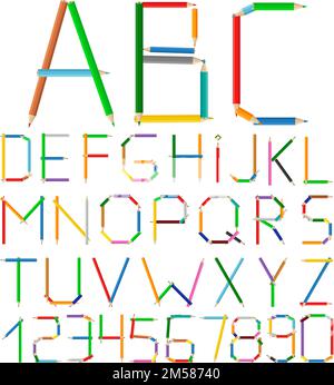 Alphabet fait de crayons de couleur, illustration de vecteur eps10 Illustration de Vecteur