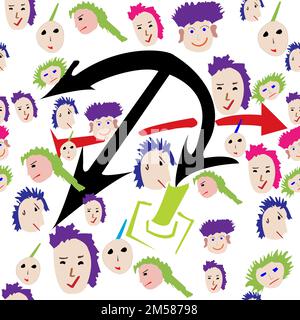 Visages et sans motif ; signe d'ancrage vector illustration Illustration de Vecteur