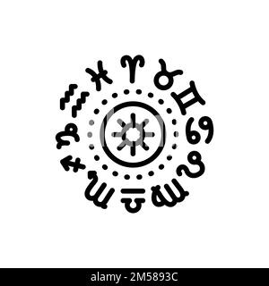 Icône de ligne de couleur de symbole d'horoscope. Elément vectoriel isolé. Pictogramme de contour pour la page Web, l'application mobile, la promotion Illustration de Vecteur