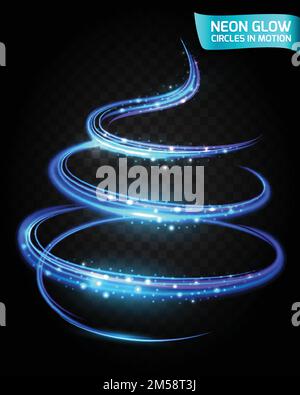 Cercles phosphorescents en mouvement bords flous, arbre lumineux magique, motif coloré de noël. Les anneaux phosphorescents abstraits ralentissent la vitesse d'obturation de l'effet. Abst Illustration de Vecteur
