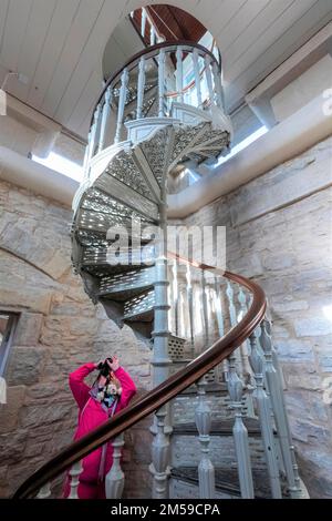 Angleterre, Dorset, Swanage, Durlston Head Country Park, château de Durlston, escalier circulaire en fer intérieur *** Légende locale *** Royaume-Uni,Grande Banque D'Images