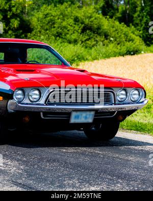 1974 Dodge Challenger sur la chaussée Banque D'Images