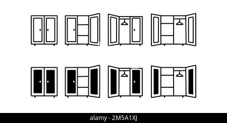 Icône armoire, ouverte et fermée. Symbole placard. Vecteur d'illustration Illustration de Vecteur