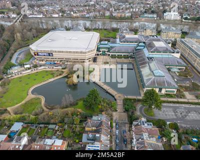 Vue aérienne des Archives nationales à Kew, Londres Ouest, Royaume-Uni. Banque D'Images
